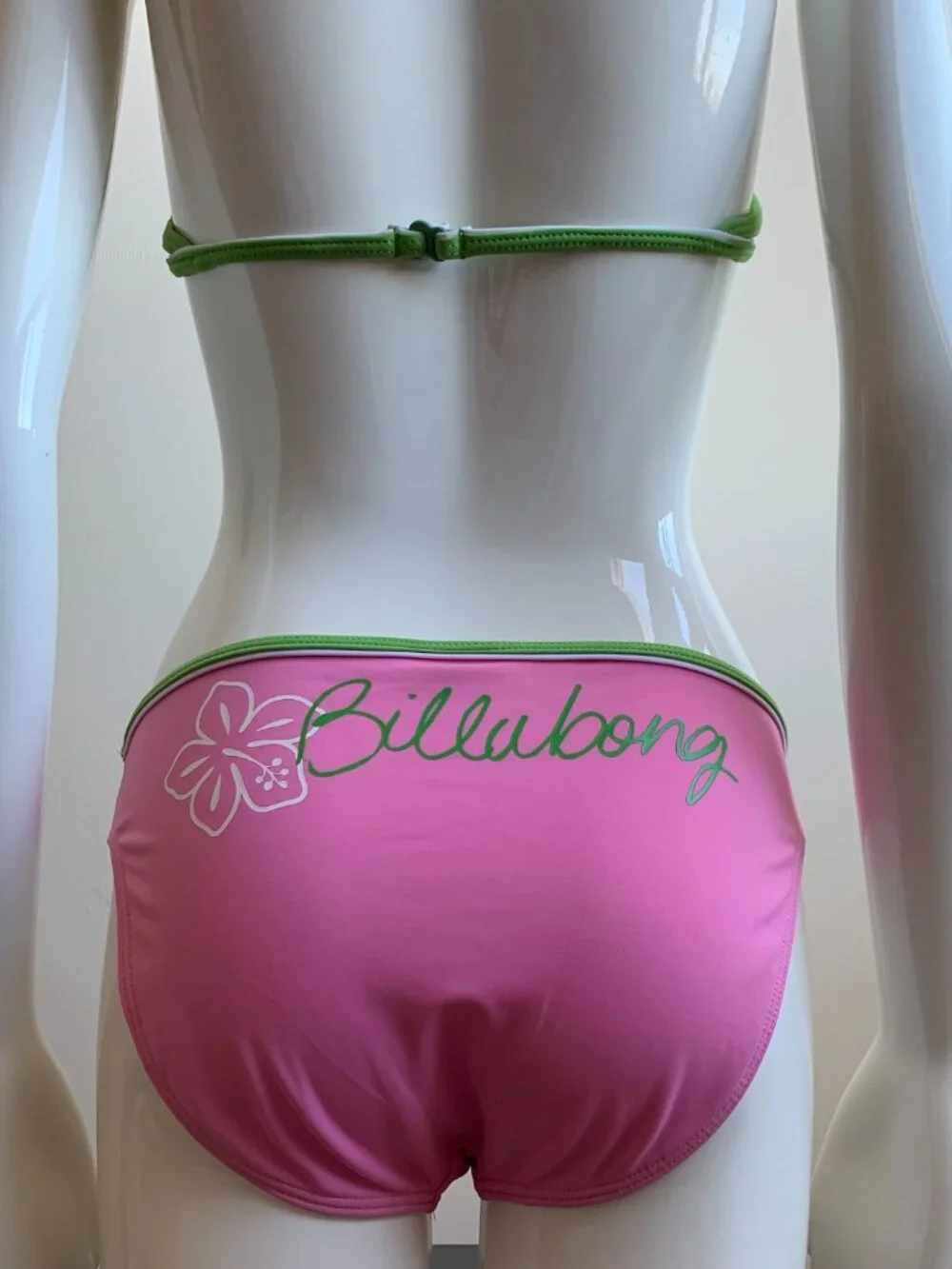 Billabong Girls swimwear pink & green triangle top logo bikini Billi Girls
